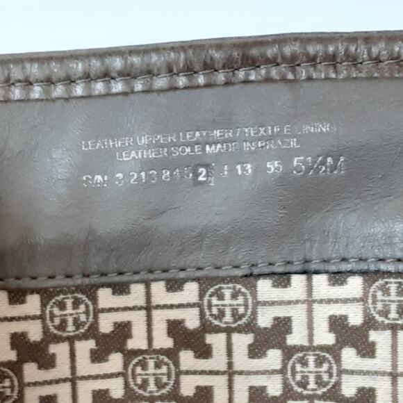 Tory Burch Leona Riding Boots Gray Pebble Leather Mid Calf Womens 5.5 Authentic - Picture 11 of 16